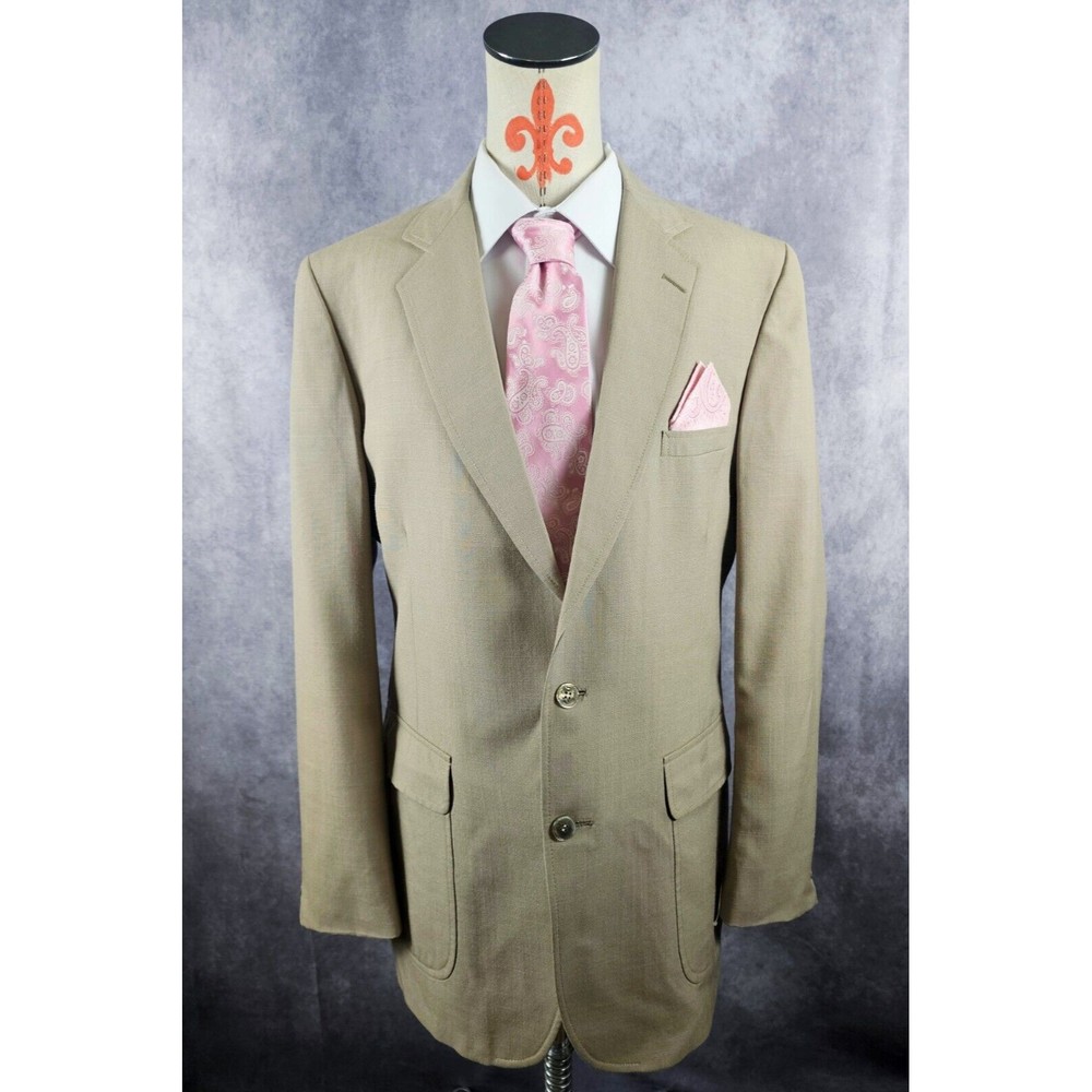 VTG 70s American Craftsmen Beige Polo Club Blazer Jacket USA Made 44" Chest READ